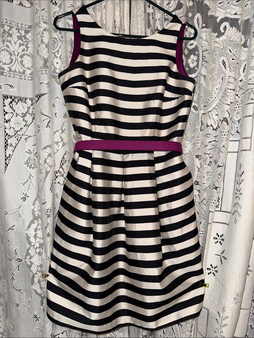 White House Black Market Black and White Striped Midi Dress 6